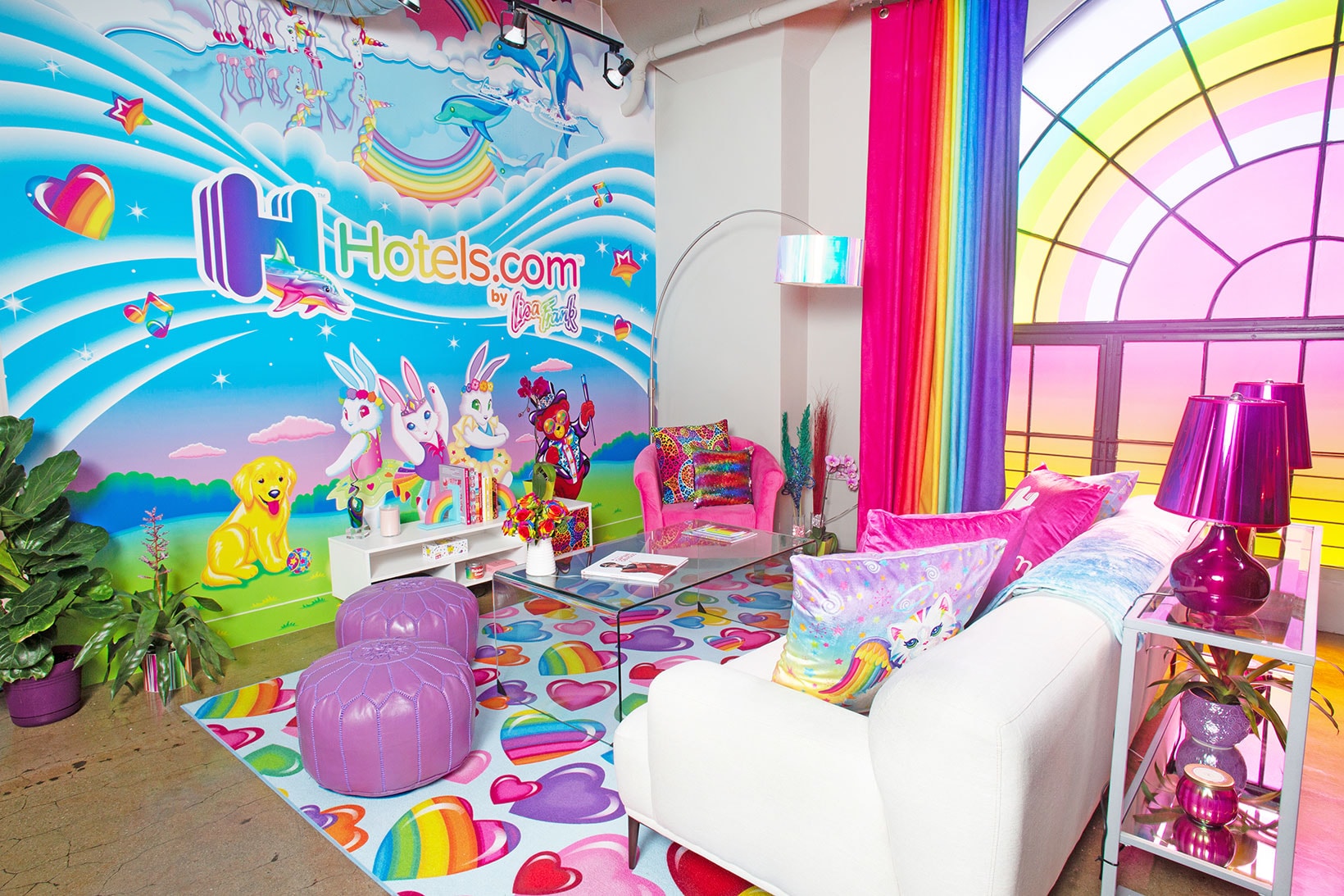 lisa frank hotels com apartment flat room stuff toys furniture couch table lamp rainbow 