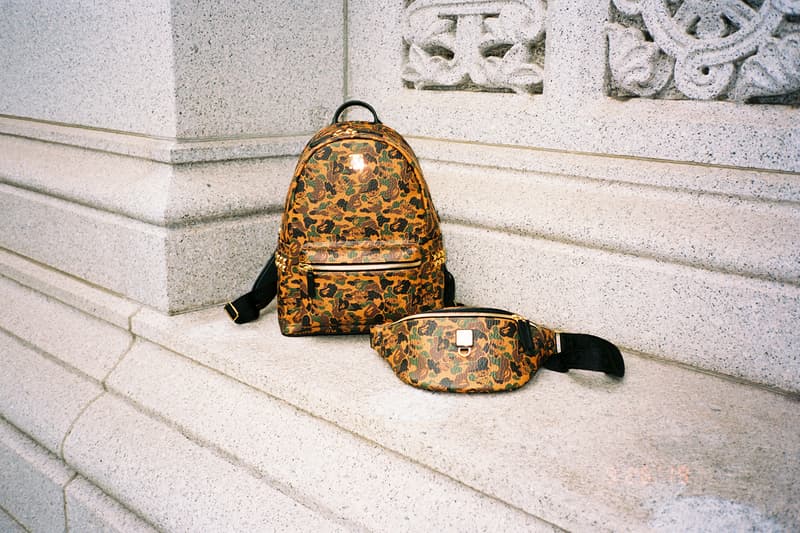 mcm bape collaboration streetwear jackets pants backpack bags fashion campaign lookbook models brooklyn new york