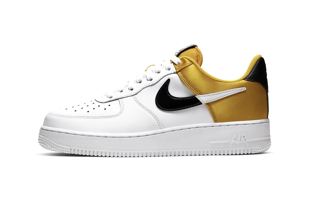 Nike Air Force 1 NBA Sneaker Release Colorways Red Yellow Canary Black Basketball inspired Sneaker Footwear Shoe Trainer Satin 