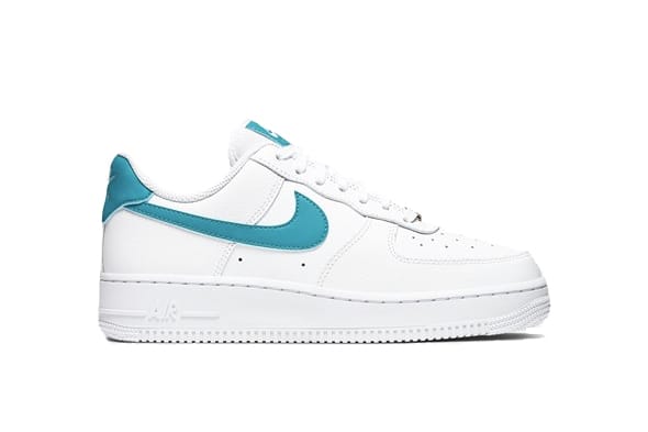 white and teal air force ones