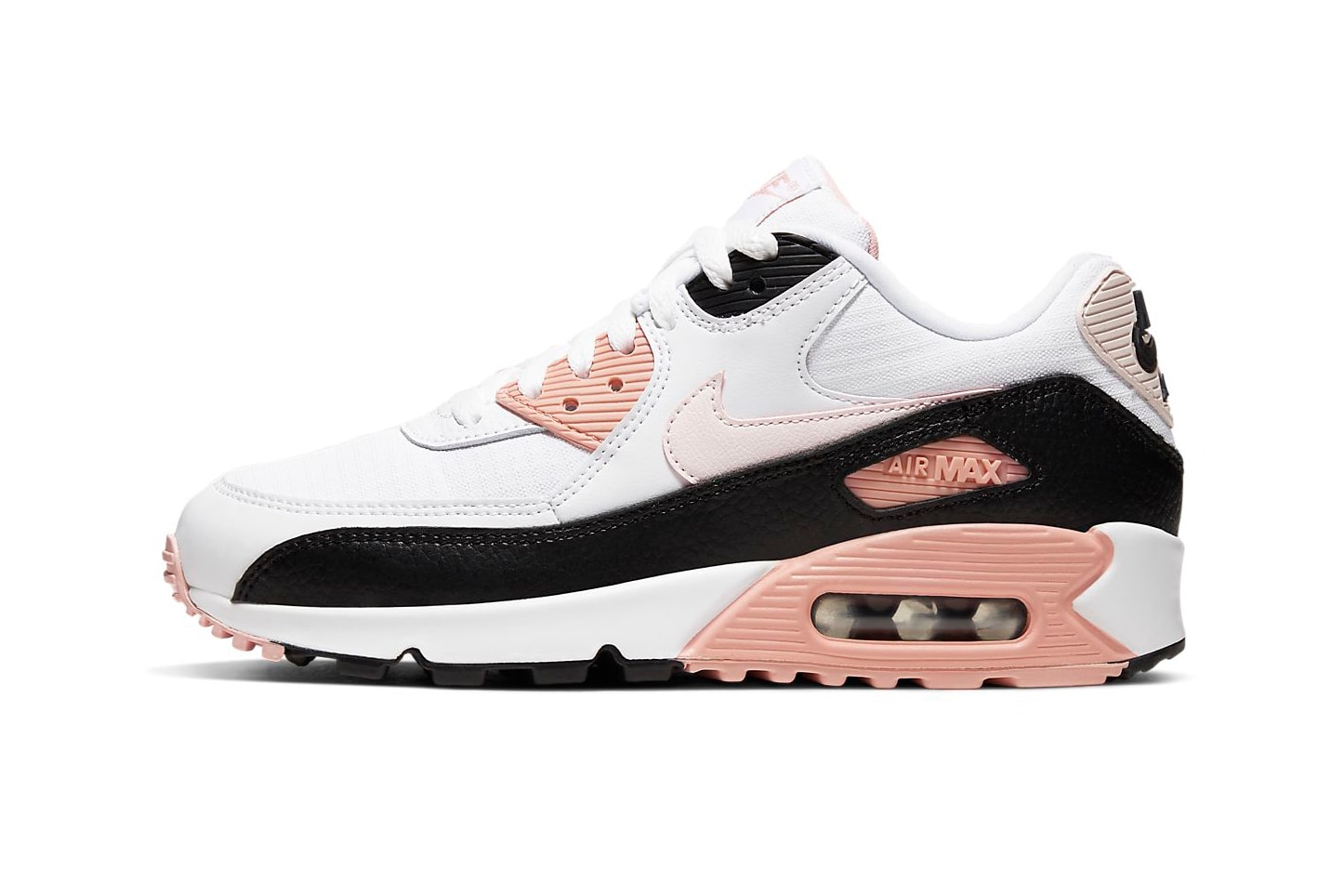 Nike Air Max 90 Monochrome Light Soft Pink Coral Stardust Black White Sneakers Trainers Women's