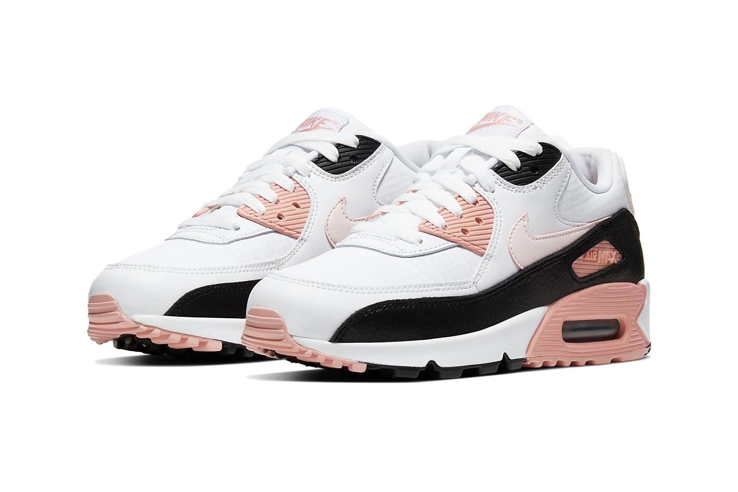Nike Air Max 90 Monochrome Light Soft Pink Coral Stardust Black White Sneakers Trainers Women's
