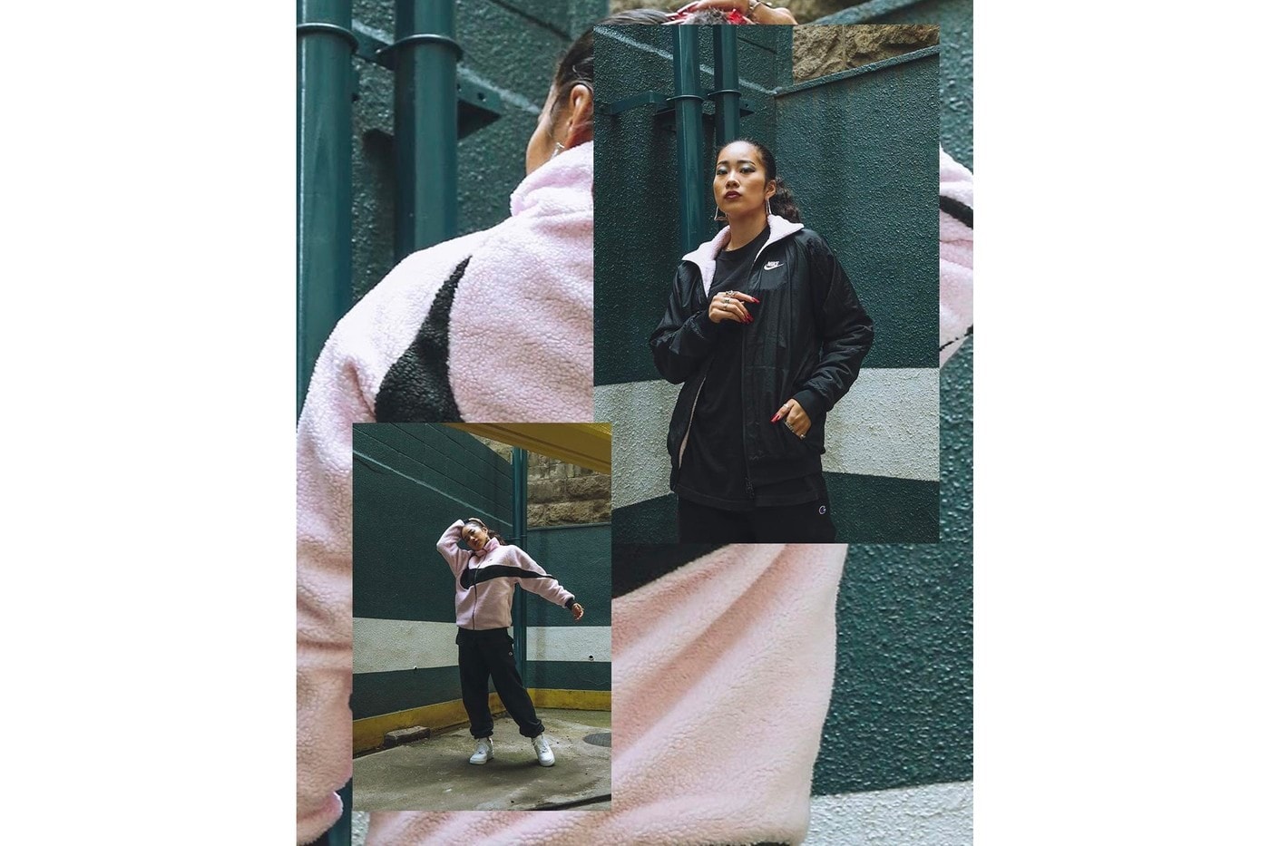 Nike Swoosh Reversible Logo Sherpa Fleece Jacket Reversible Windbreaker Sporty Cozy Fall Winter