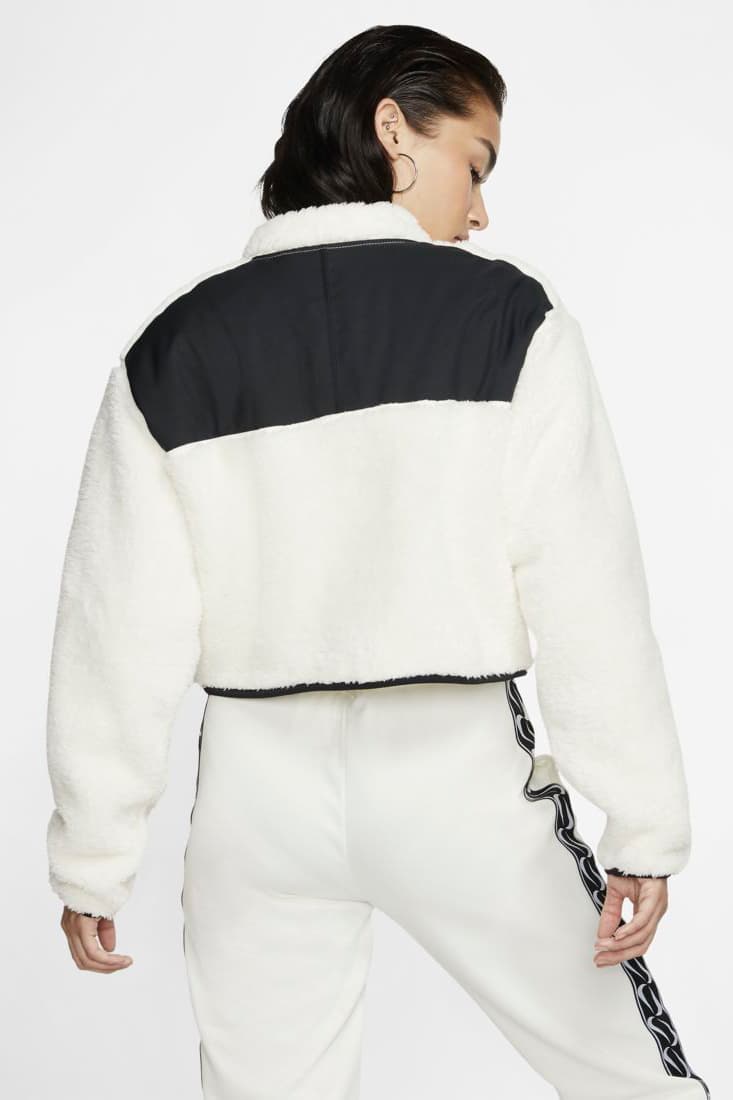 Nike Sportswear Zip Sherpa Fleece Crop Top Pale Ivory Black