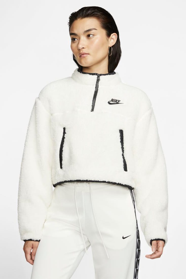 nike sportswear fleece quarter zip crop pullover