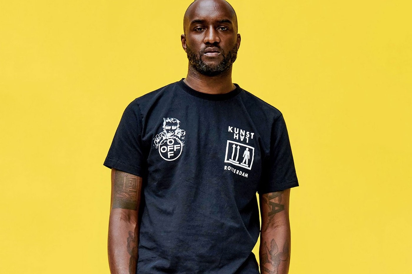 Virgil Abloh Off-White Logo Branding Designer Creative Director Artistic Louis Vuitton Men Man Mens Black T-Shirt