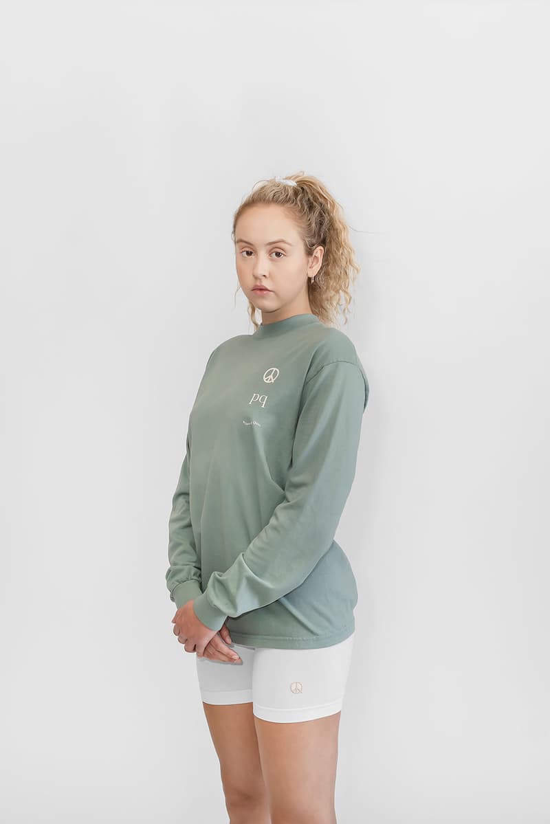 peace and quiet unisex collection minimal fleece sweatshirt shirts tote bags socks sports bras bike shorts athleisure organic cotton lookbook