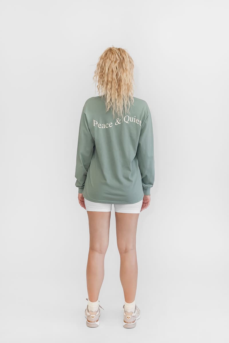 peace and quiet unisex collection minimal fleece sweatshirt shirts tote bags socks sports bras bike shorts athleisure organic cotton lookbook