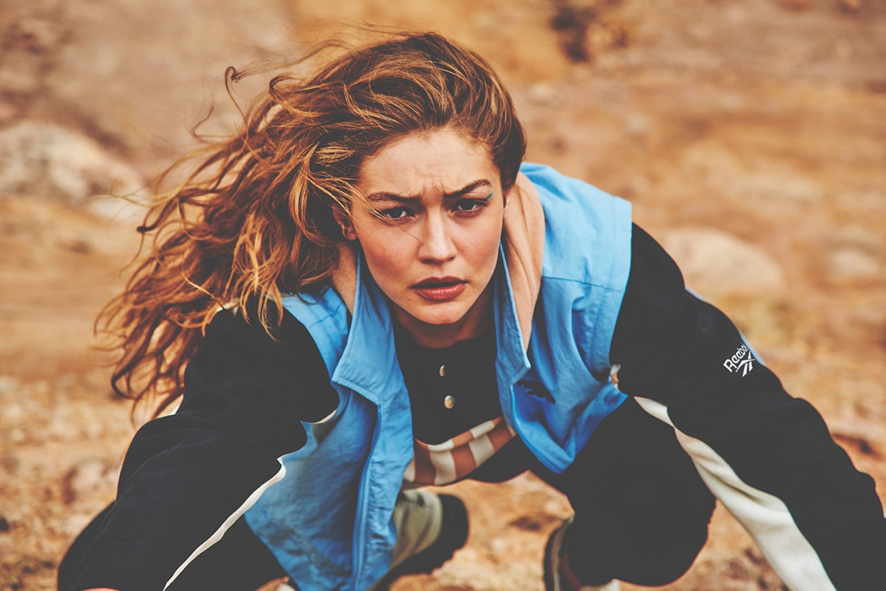 Gigi Hadid Reebok FW19 Collaboration Activewear Sportswear Windbreaker Jacket Sports Bra Pants