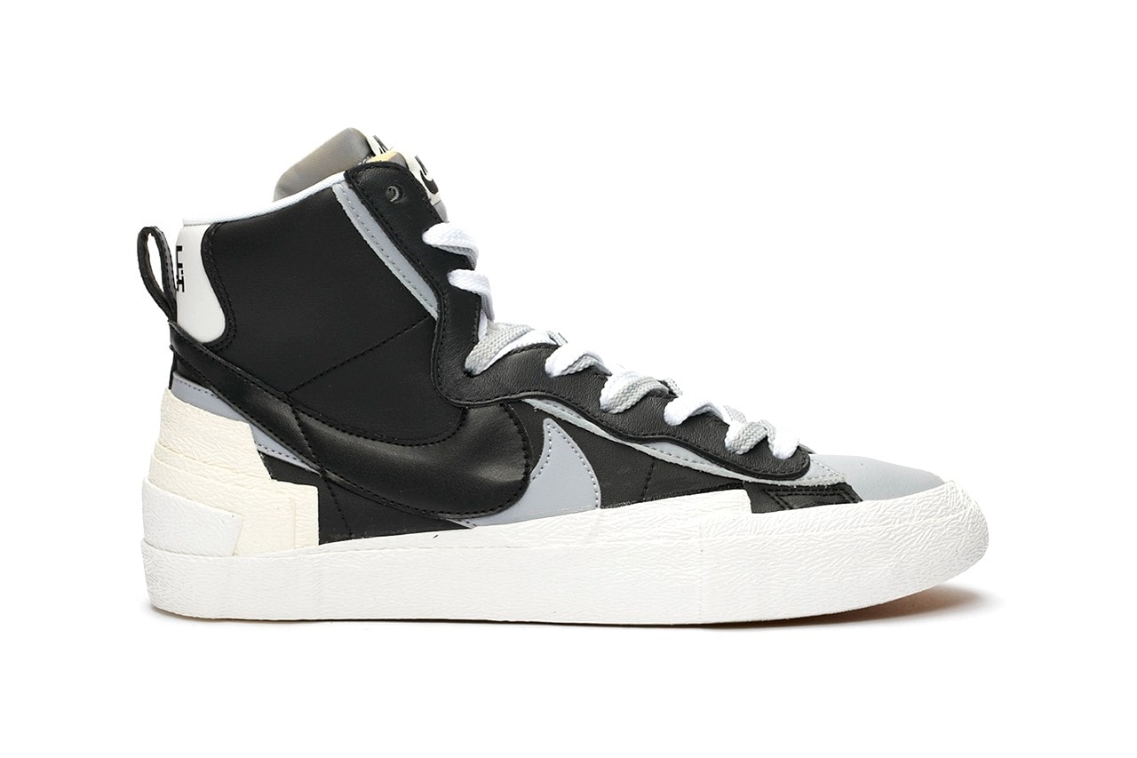 sacai x Nike Blazer Mid Black White Gray Grey Release Date Chitose Abe Collaboration Sneaker