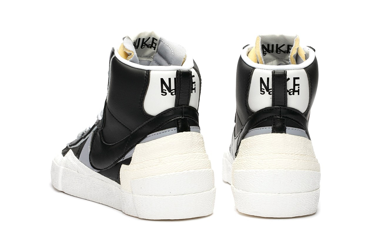 sacai x Nike Blazer Mid Black White Gray Grey Release Date Chitose Abe Collaboration Sneaker