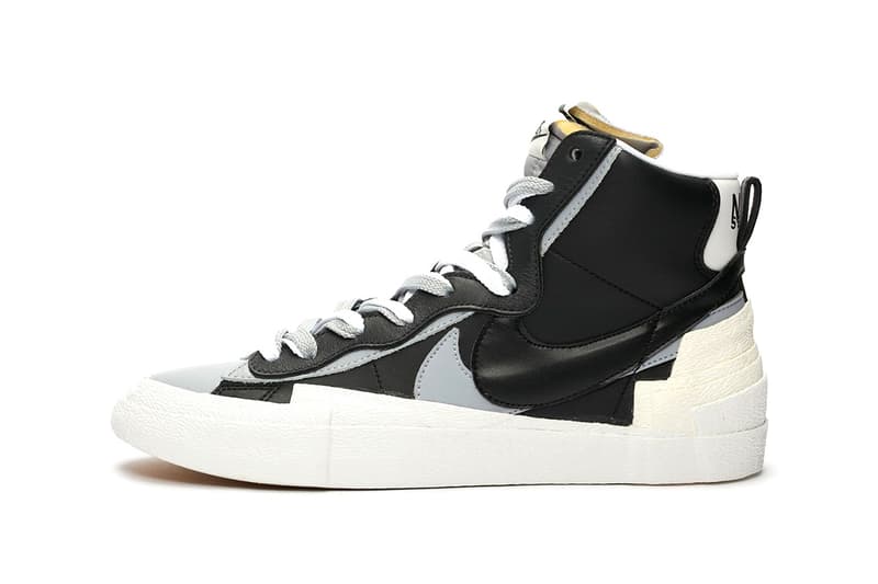 sacai x Nike Blazer Mid Black White Gray Grey Release Date Chitose Abe Collaboration Sneaker