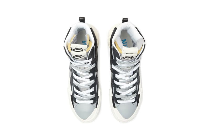 sacai x Nike Blazer Mid Black White Gray Grey Release Date Chitose Abe Collaboration Sneaker