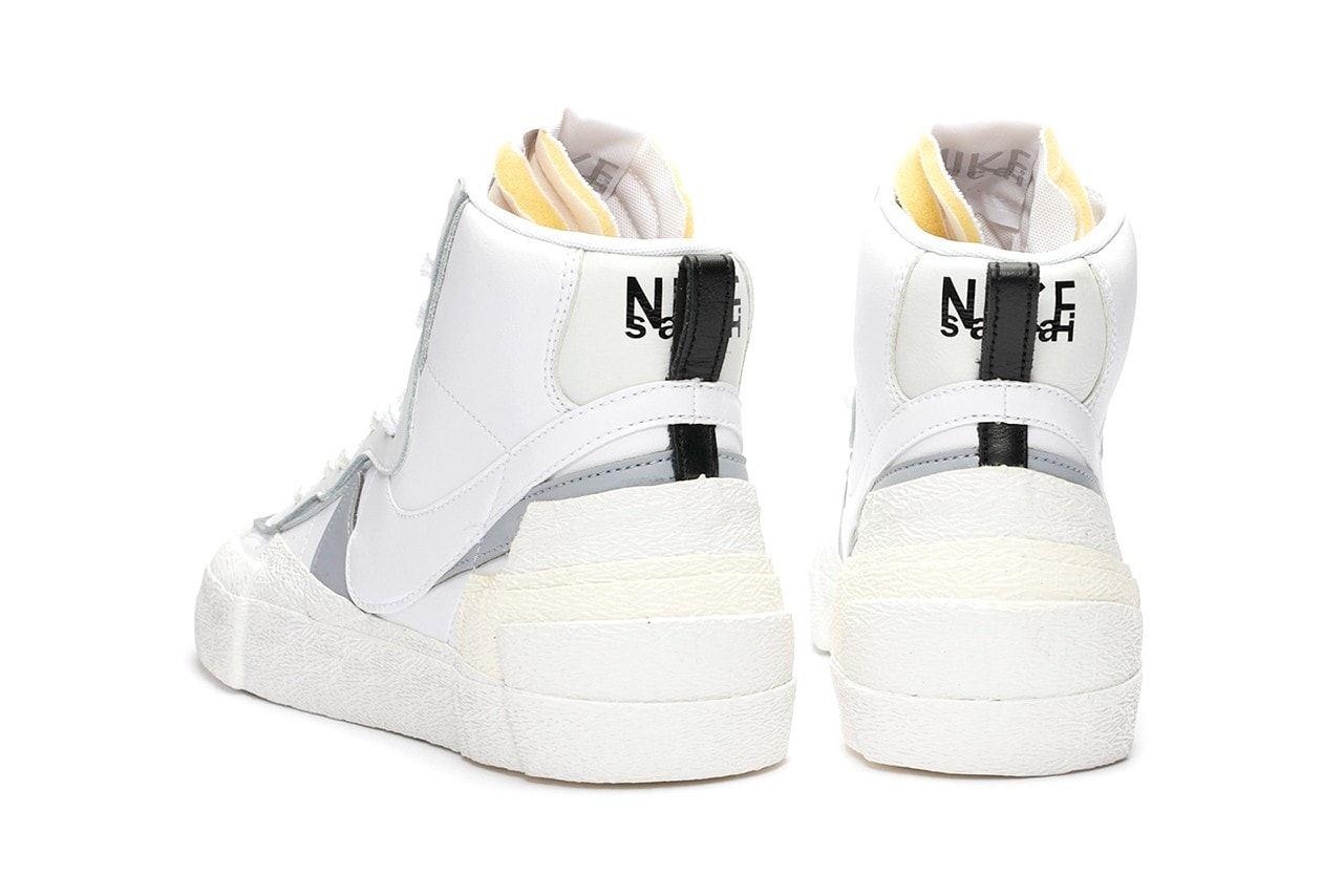sacai x Nike Blazer Mid White Gray Grey Release Date Chitose Abe Collaboration Sneaker
