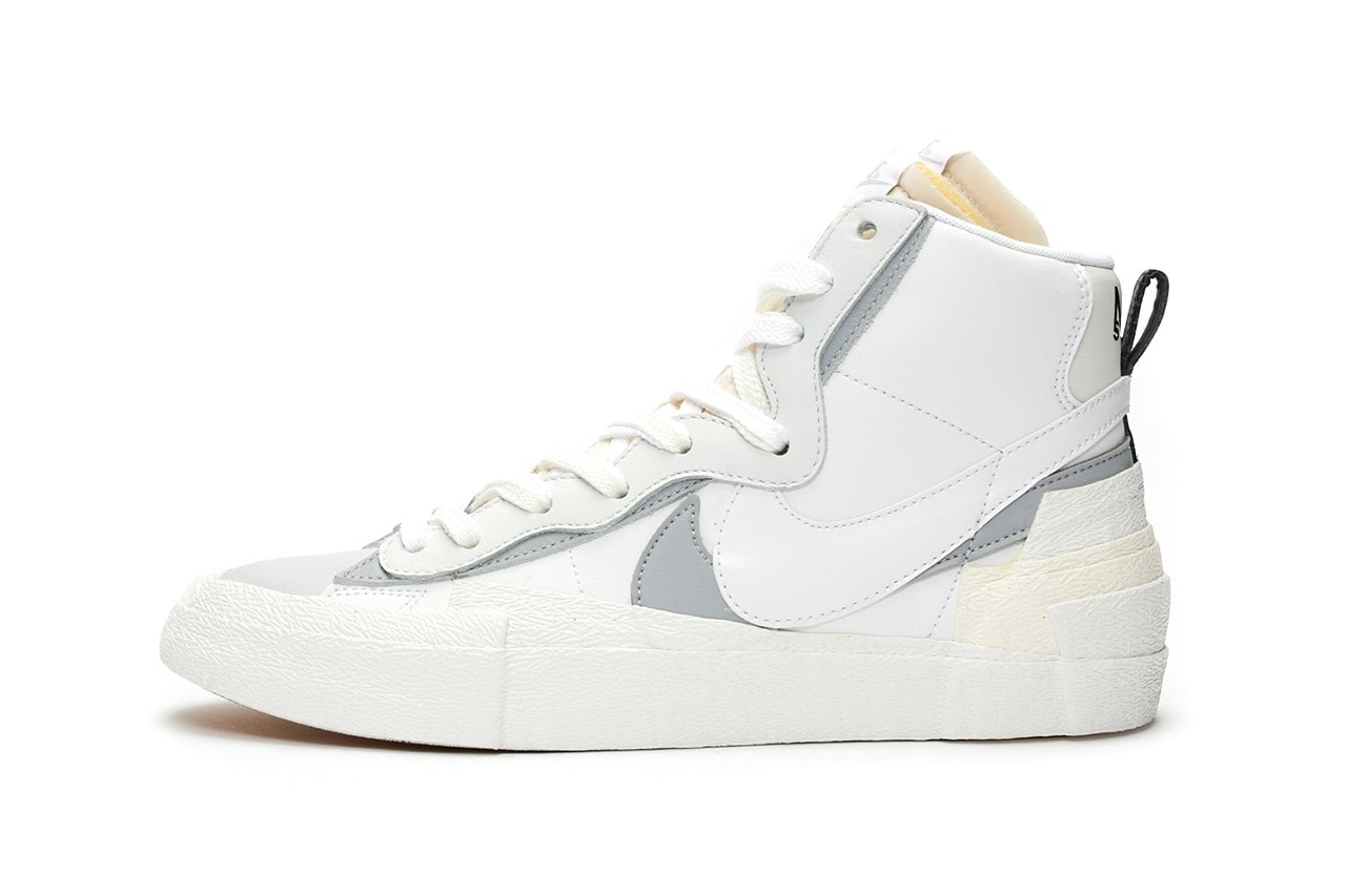 sacai x Nike Blazer Mid White Gray Grey Release Date Chitose Abe Collaboration Sneaker