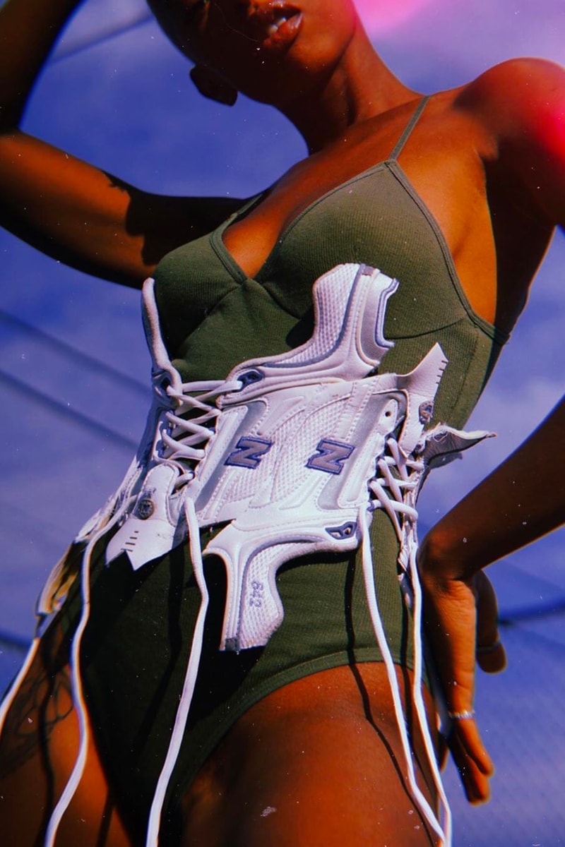 New Balance Sneaker Corset Friskmegood DIY Custom Made Upcycled Sustainable Bodysuit