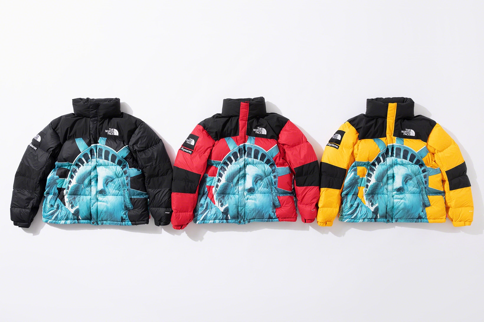 supreme the north face fall winter collection jackets waterproof black yellow lady liberty