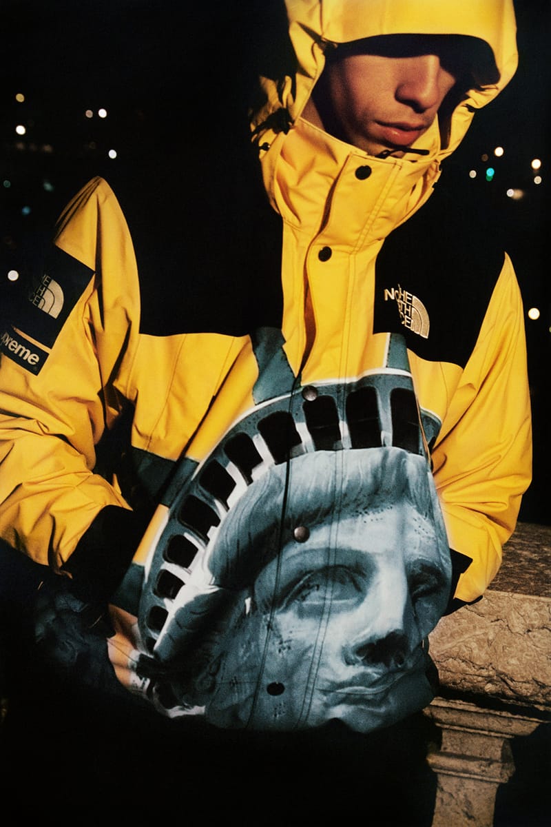 supreme north face jacket yellow