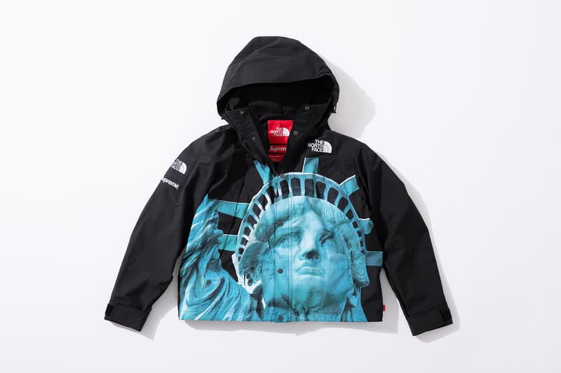 supreme the north face fall winter collection jackets waterproof black yellow lady liberty