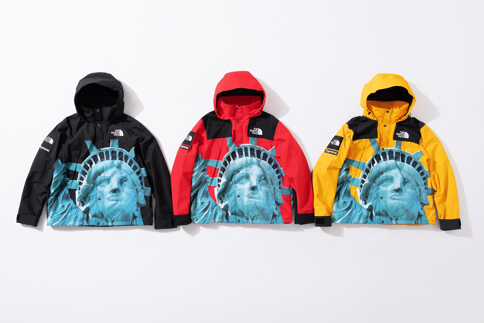 supreme the north face fall winter collection jackets waterproof black yellow lady liberty