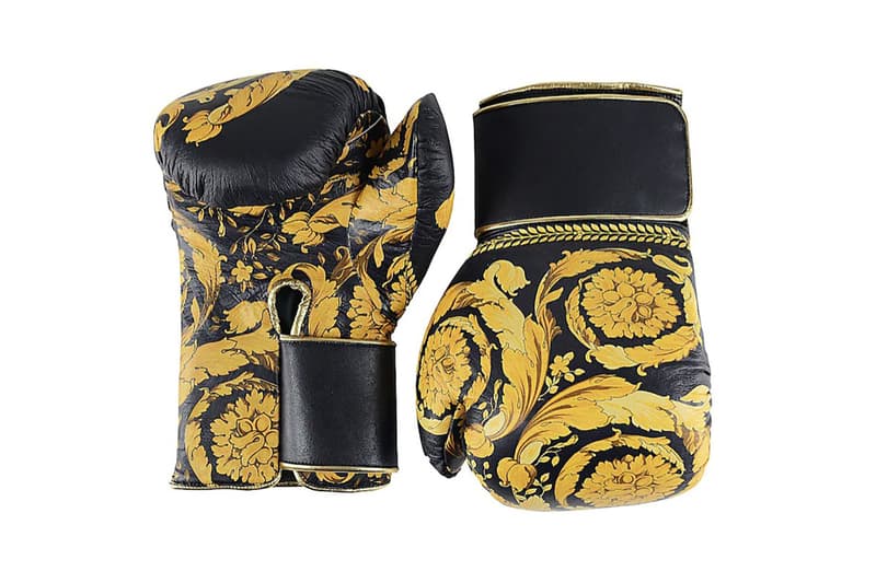 versace barocco leather boxing gloves black gold price sports
