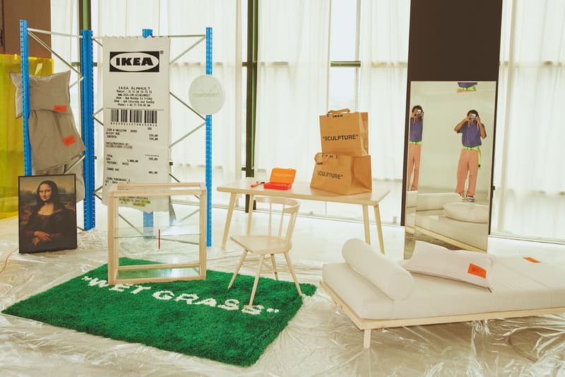 virgil abloh ikea markerad collection decoration art rug shopping bag