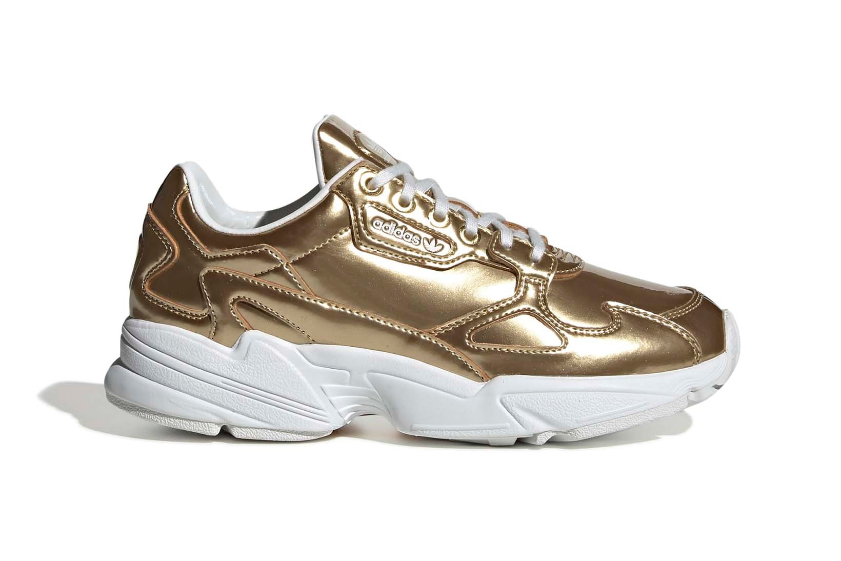 adidas Originals Falcon Metallic Silver Gold Womens Ladies Girls Chunky Sneakers Trainers