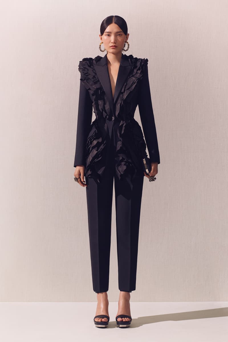 alexander mcqueen spring summer 2020 lookbook blazers jackets black hoop earrings 