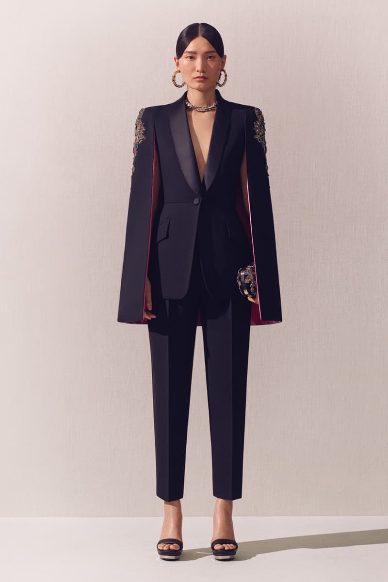 alexander mcqueen spring summer 2020 lookbook blazers jackets black hoop earrings 