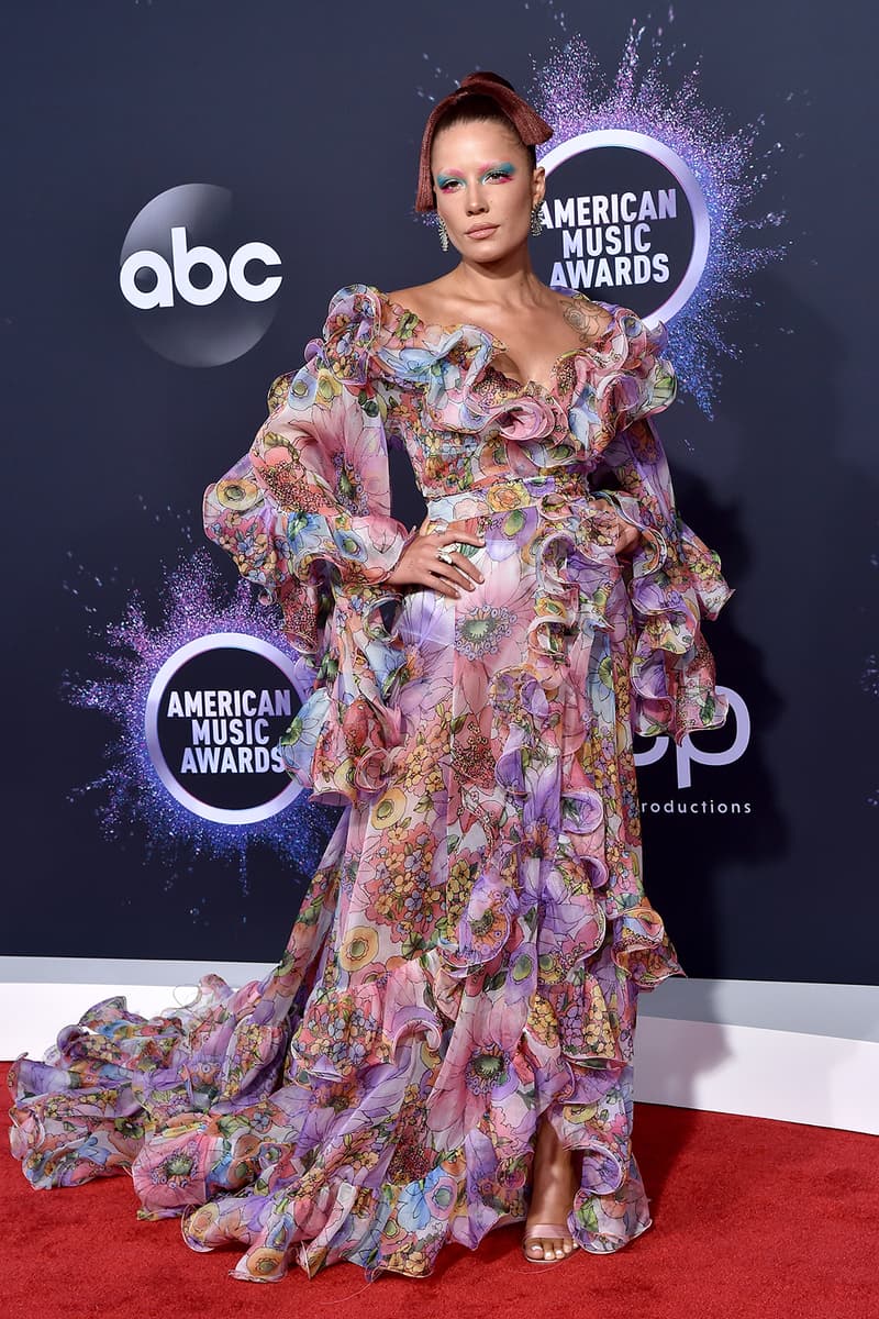 american music awards amas best celebrity red carpet looks halsey floral dress