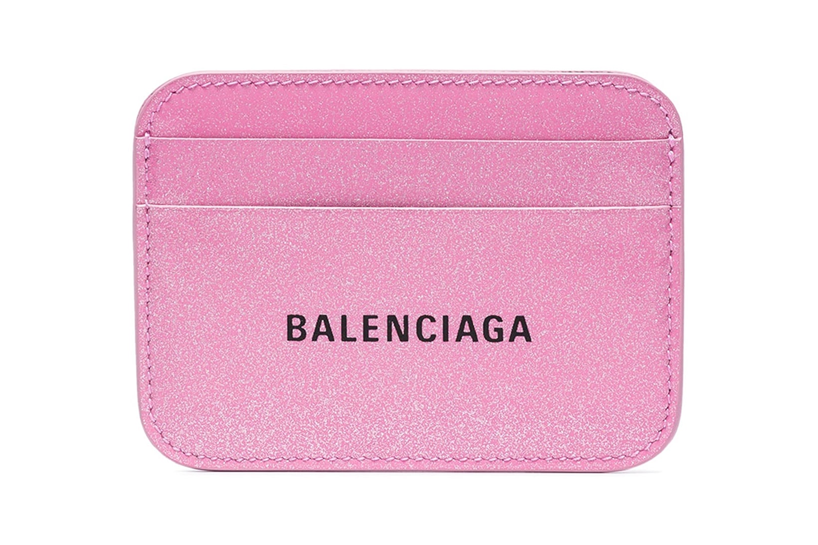 Balenciaga BB Glitter Card Holder Pink Leather