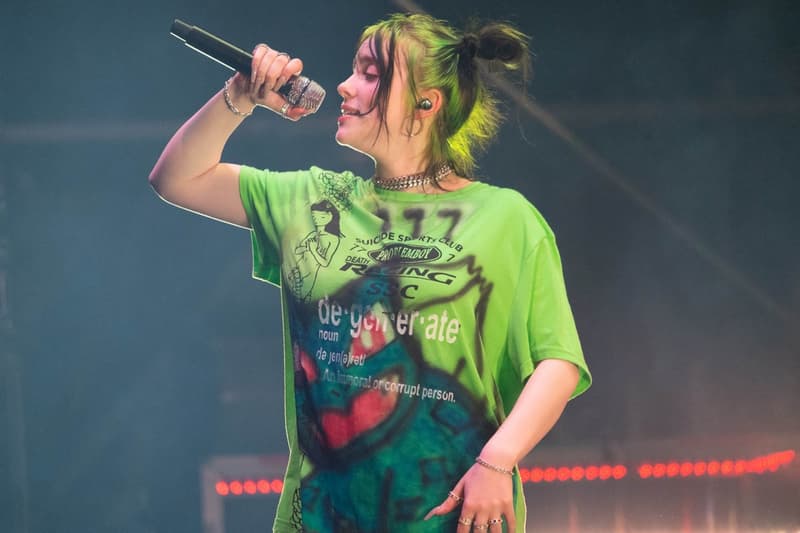 billie eilish singer artist new single everything i wanted track music concert green shirt 