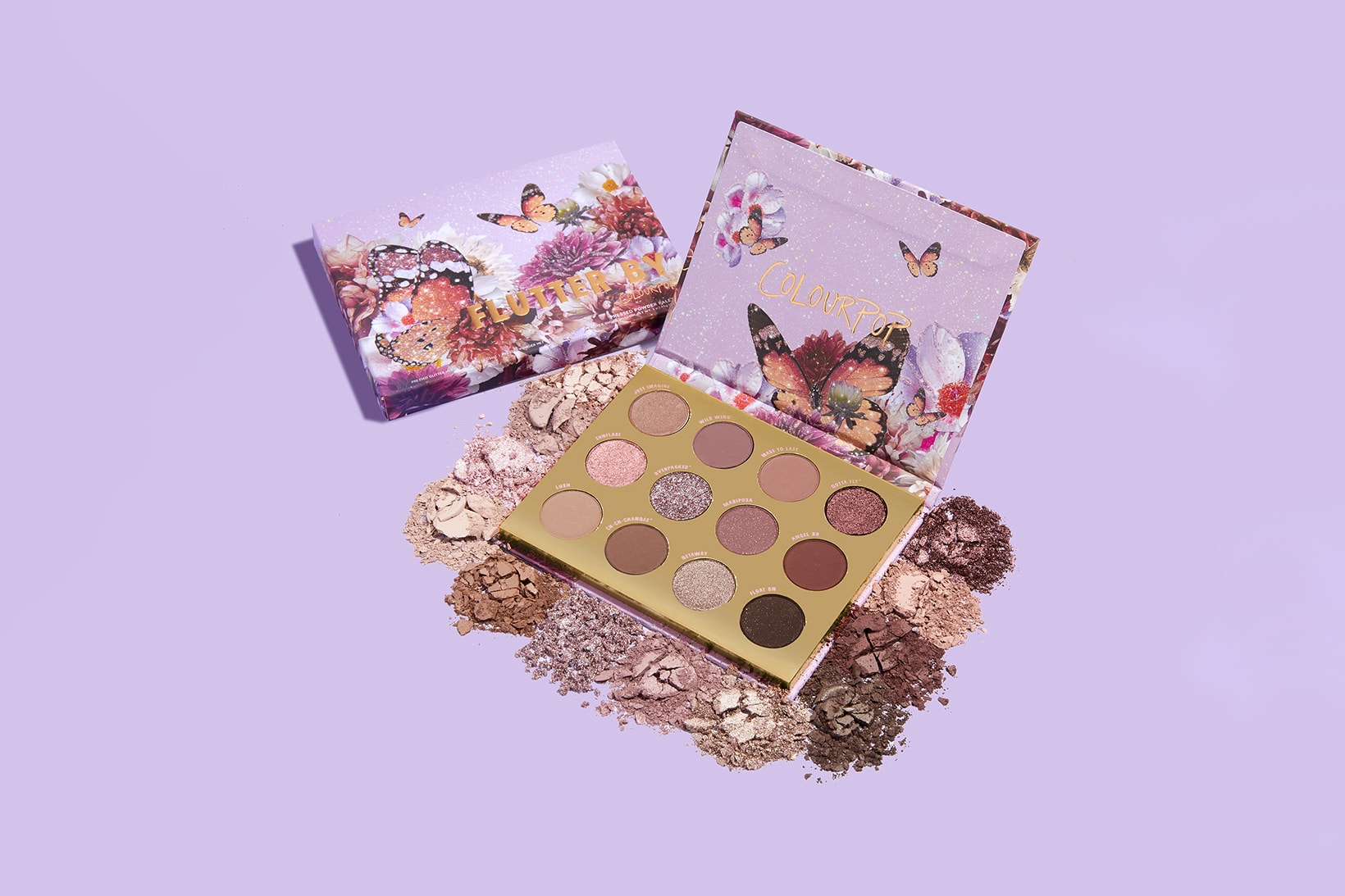 colourpop cosmetics butterfly collection eyeshadows lipsticks highlighters makeup purple