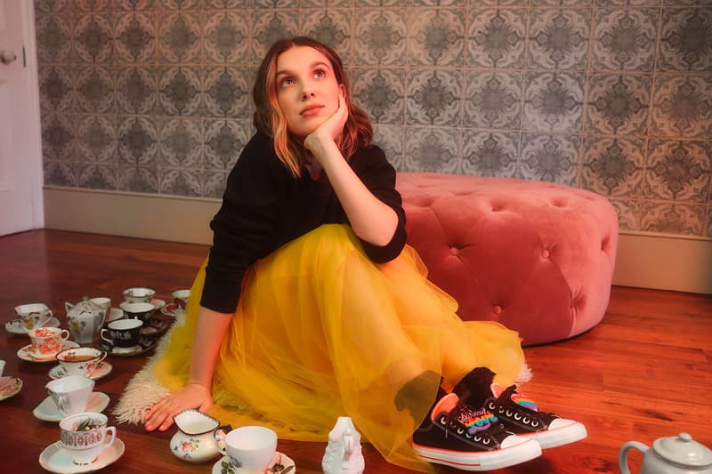 converse millie bobby brown collaboration chuck taylor chuck 70 sneakers black pink white stranger things actress shoes footwear