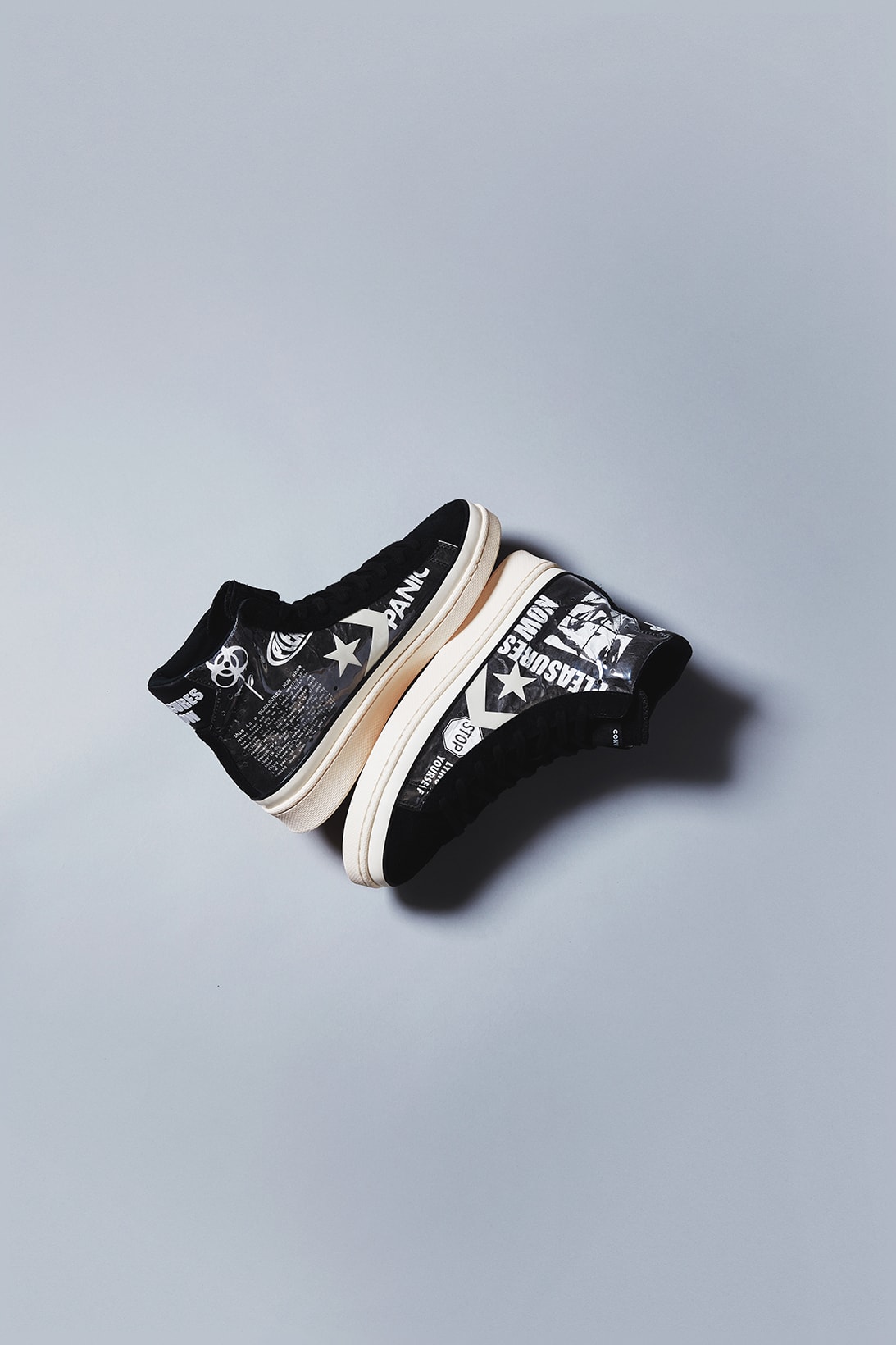converse pleasures collaboration pro leather sneakers punk graphics black white shoes footwear sneakerhead