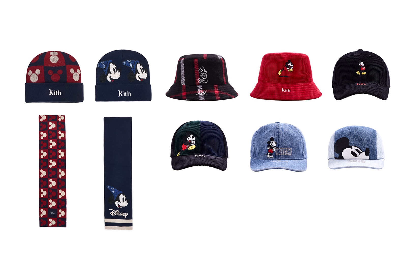 Disney x KITH Collection Mickey Mouse Cap Bucket Hat Scarf