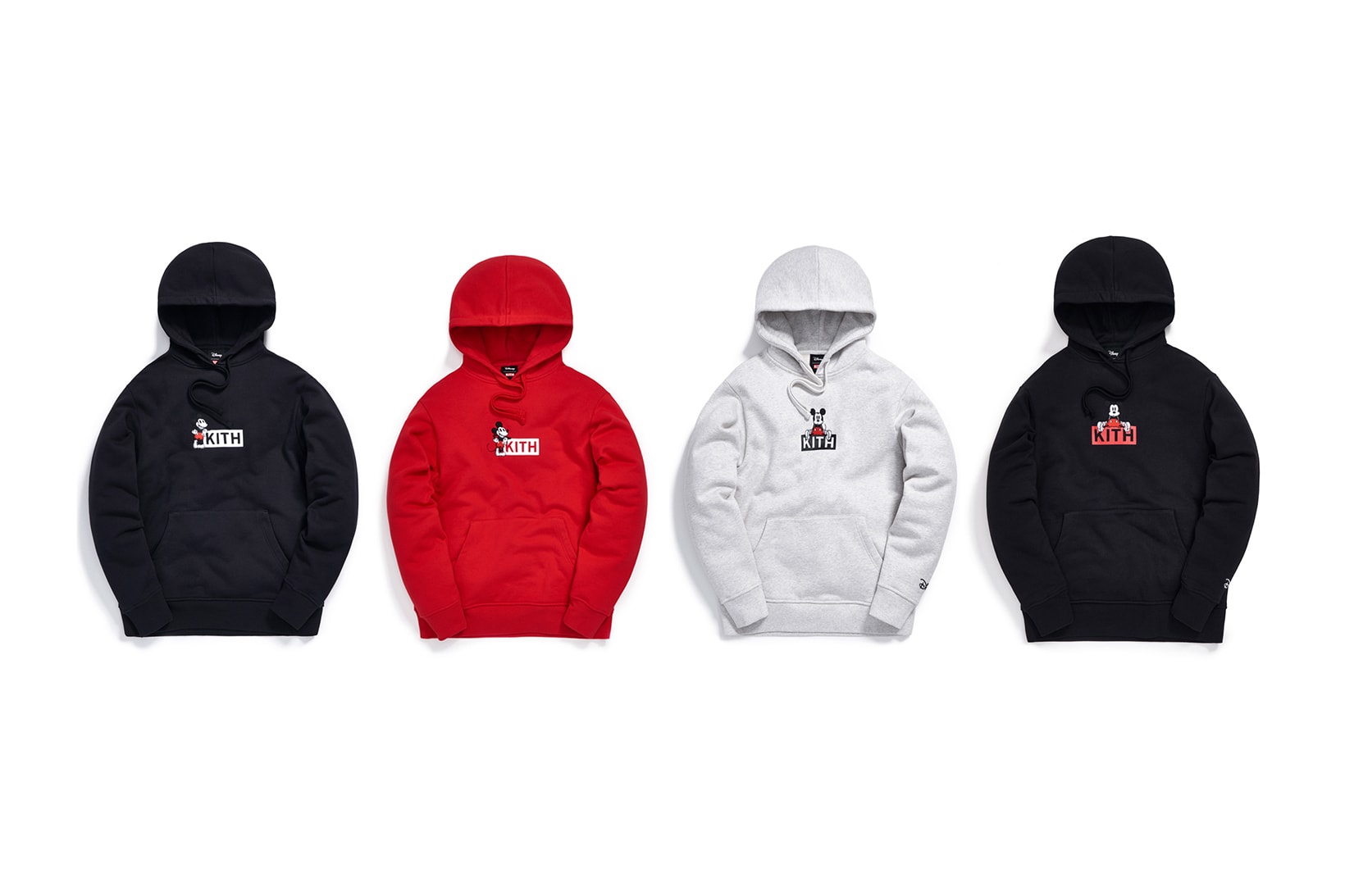 Disney x KITH Collection Mickey Mouse Hoodie Black Grey Red Blue