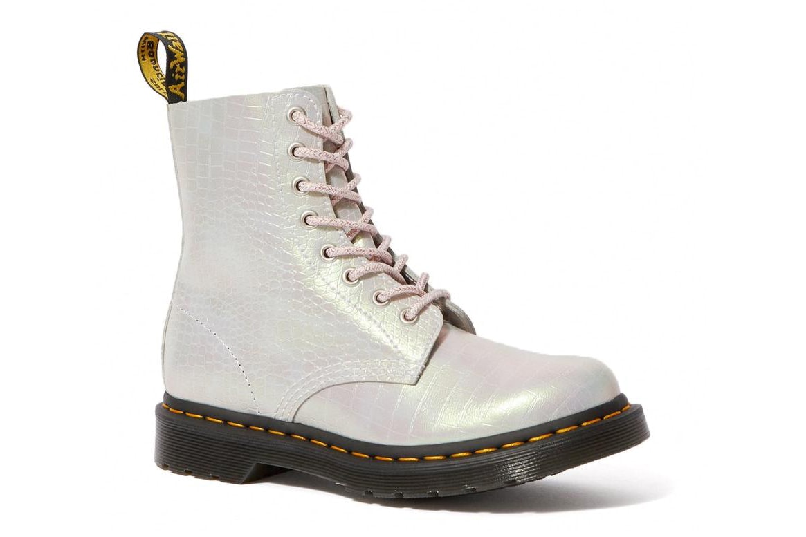 Dr. Martens 1460 Iridescent Croc Leather Boots Pink White Blue Purple Color Changing Metallic