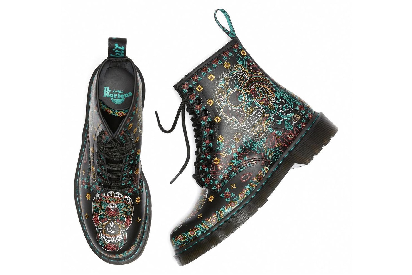 Dr. Martens Day of the Dead Skull Floral 1460 Boots Dia De Muertos