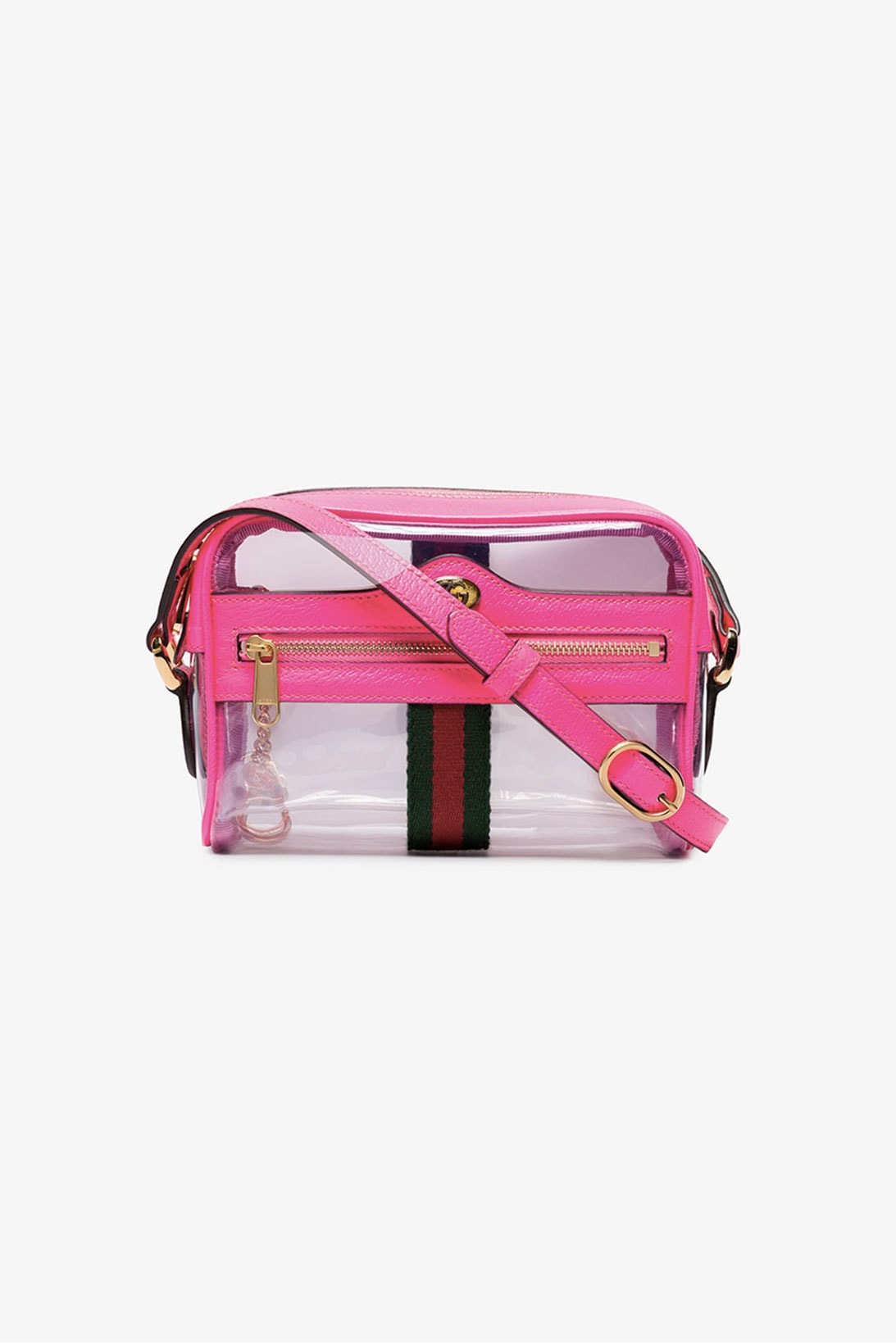 Gucci Pink & Yellow Ophidia Transparent Mini Bag