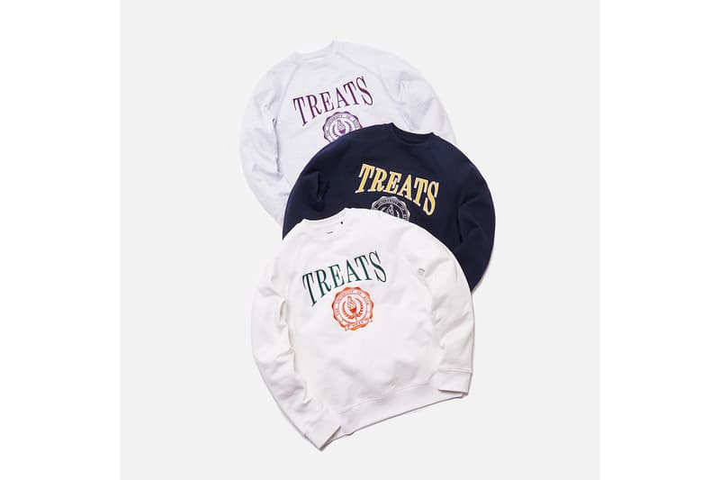 KITH Treats Collegiate Collection Crewneck Sweaters White Navy Blue Grey
