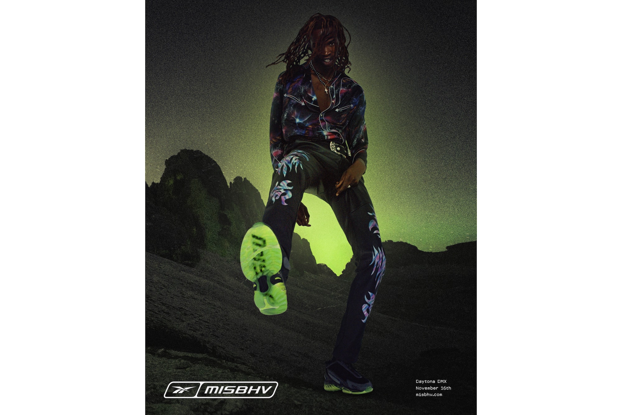 MISBHV x Reebok Daytona DMX 2.0 Release Date HBX Sneaker Trainer Shoe Black Neon Green Futuristic Drop Collaboration