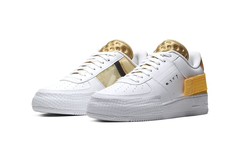 nike air force 1 type af1 n354 sneakers white gold yellow shoes footwear sneakerhead