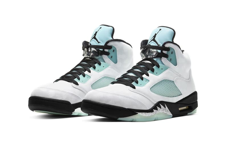 nike air jordan 5 retro sneakers blue island green white black shoes sneakerhead footwear