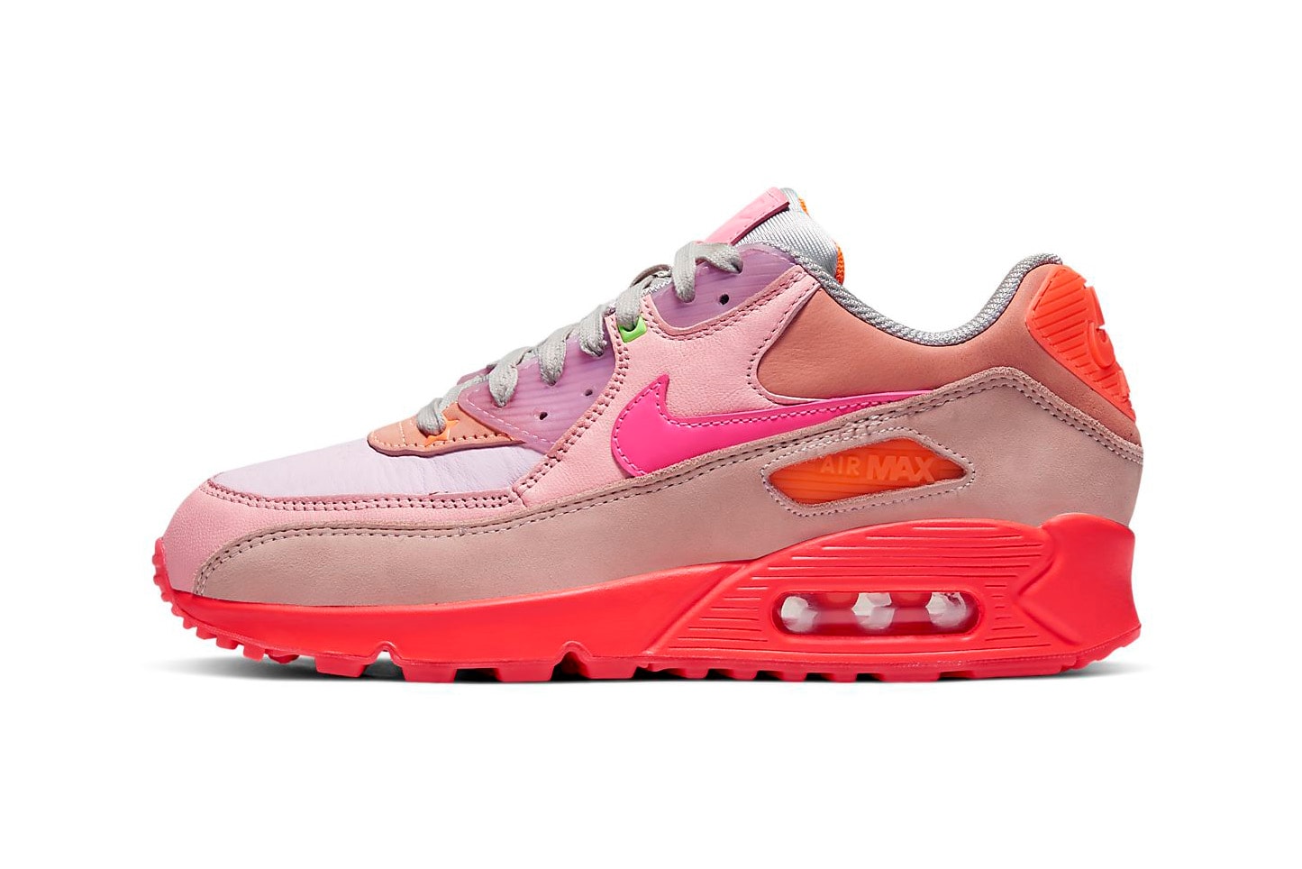 Nike Air Max 90 Bright Crimson Removable Swoosh Neon Pink Red