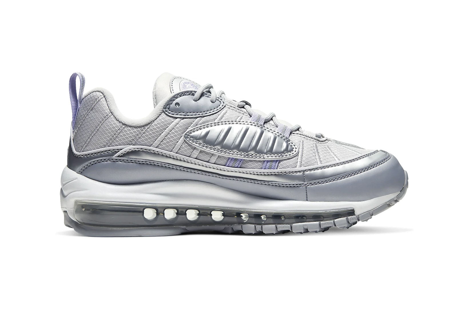 nike air max 98 womens sneakers vast grey metallic platinum wolf grey purple agate shoes footwear sneakerhead