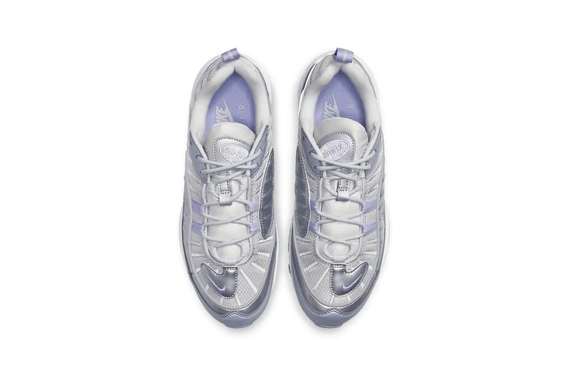 nike air max 98 womens sneakers vast grey metallic platinum wolf grey purple agate shoes footwear sneakerhead