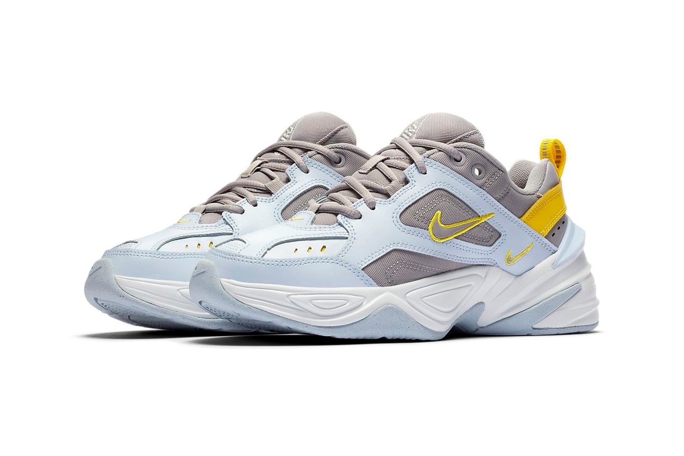 Nike M2K Tekno in Half Blue Atmosphere Grey Chrome Yellow Sneakers Trainers 