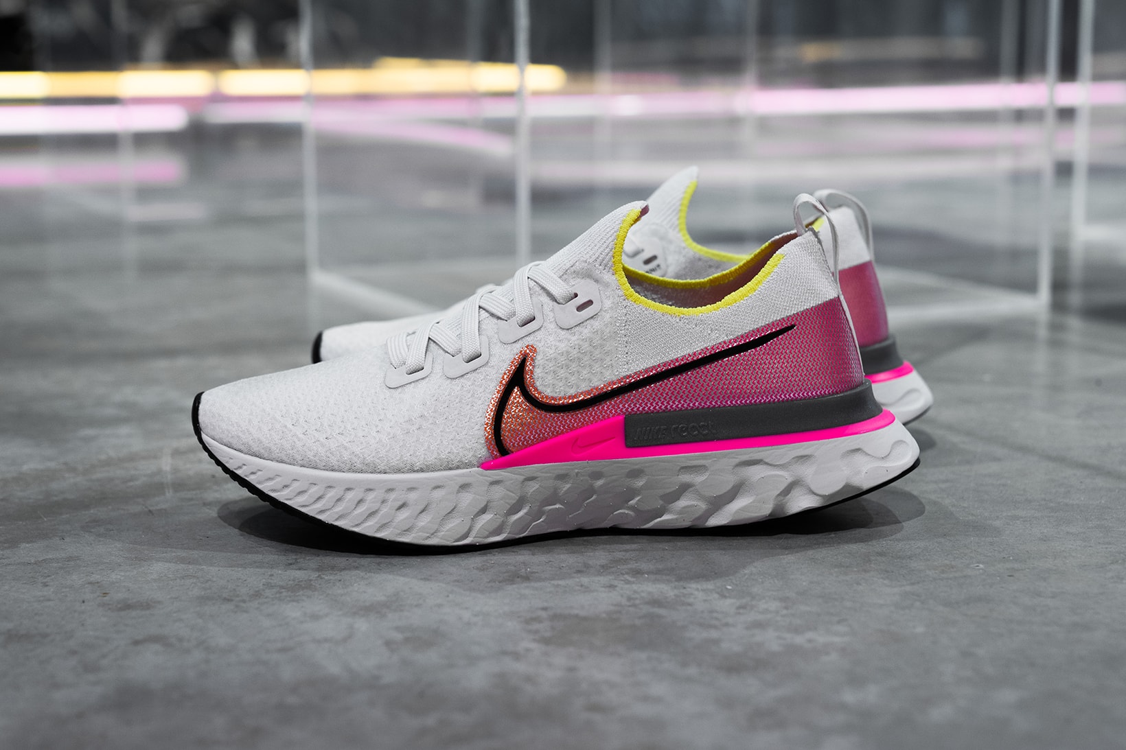 nike react infinity run sneakers white pink neon yellow shoes footwear sneakerhead