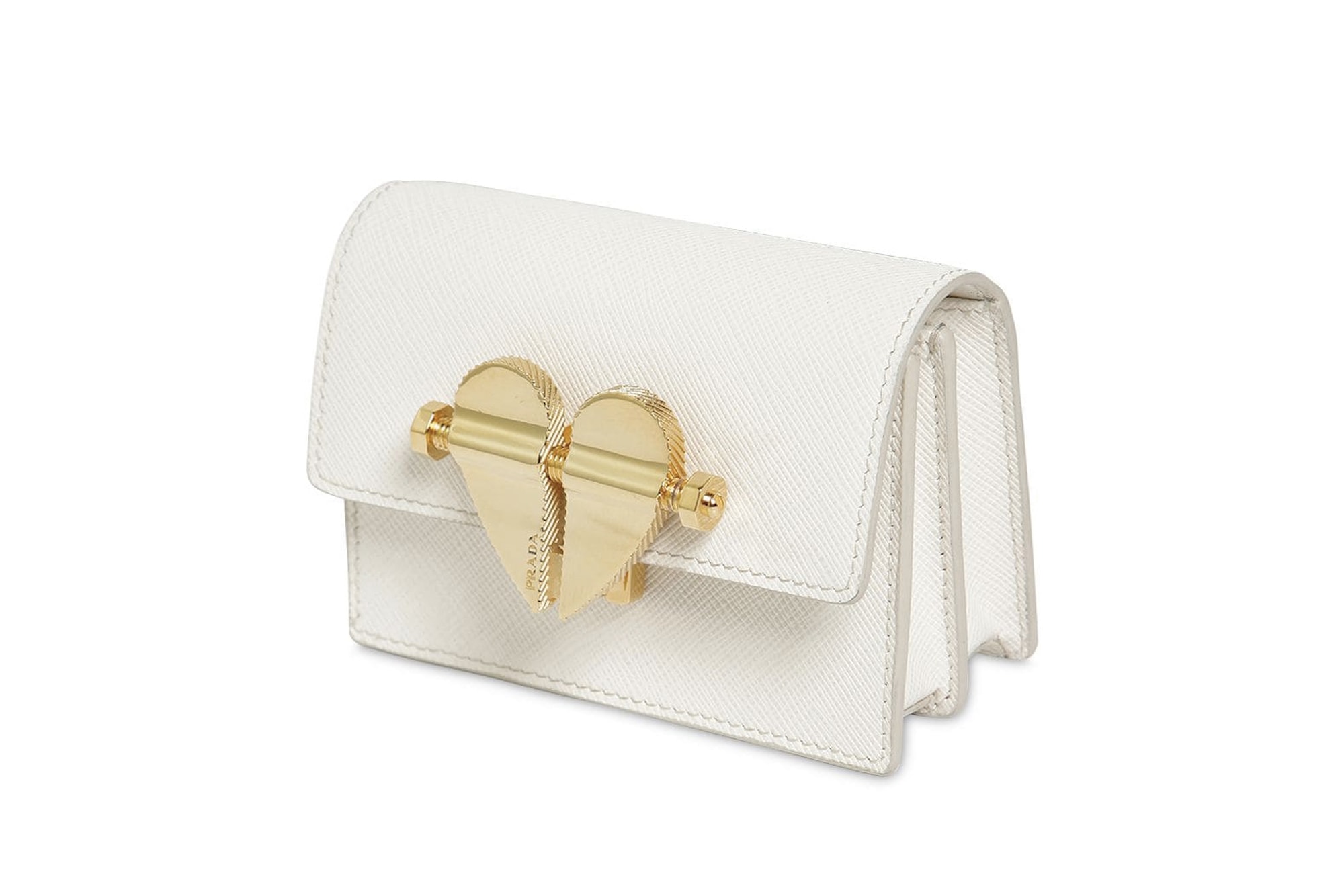 Prada Heart Lock Mini Cross Body Bag in White Accessory Designer Tiny Bag Trend Purse